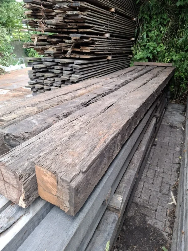 5 stuks doorleefde 20x20 azobé palen 500cm - Afbeelding 3