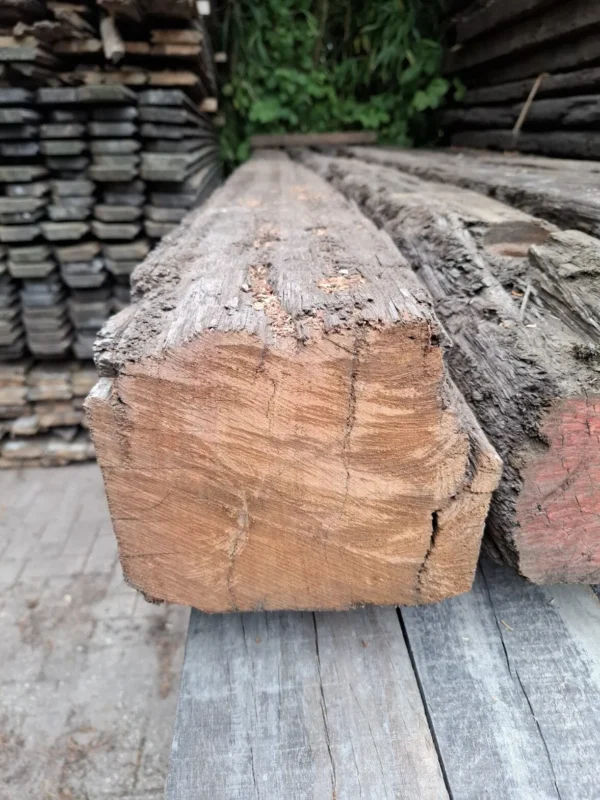 5 stuks doorleefde 20x20 azobé palen 500cm